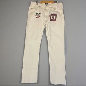 Strawberry Jam Graphic Print Off White Women’s Jeans 33x32 Cherry Girl Y2K